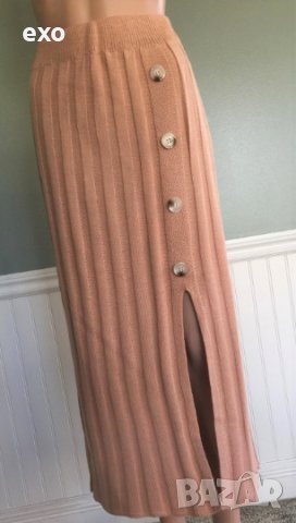 Макси пола трикотаж, Макси есенно зимна пола, Дълга секси пола, Бежова пола, снимка 3 - Поли - 42999290