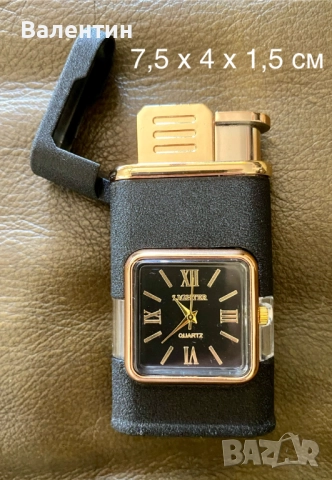 Подарък. Сувенир. Газова ветроустойчива запалка с часовник, снимка 2 - Запалки - 51089144