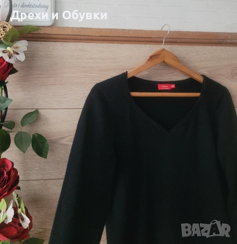 Черен пуловер 100% КАШМИР , снимка 3 - Блузи с дълъг ръкав и пуловери - 52490712