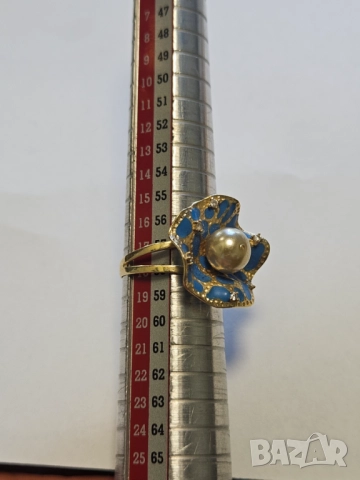 Дамски златен пръстен с перла 585/14к 3.67гр, снимка 5 - Пръстени - 51531820