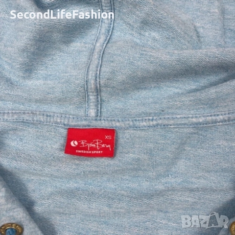 Дамски суичър с къс ръкав Bjorn Borg цветен цип размер XS син, снимка 2 - Суичъри - 52516633