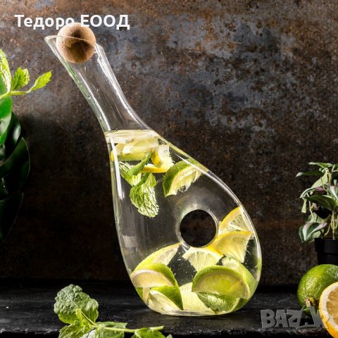 Гарафа за вино цитронада вода кристално стъкло с коркова тапа