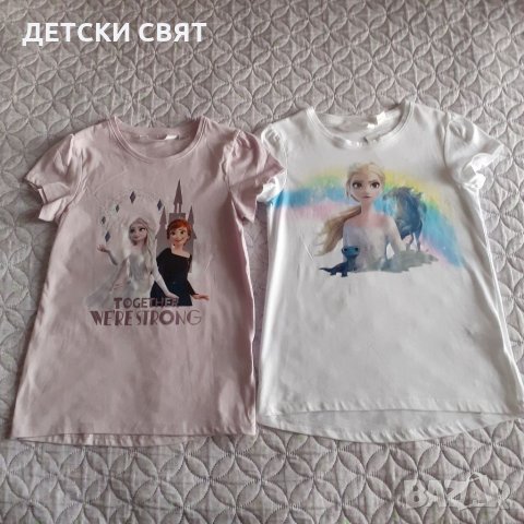 Комплект от две нови тениски с Елза и Ана- 16лв.