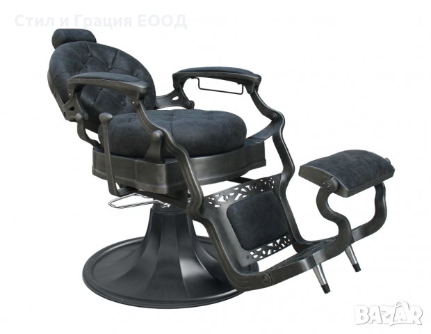Бръснарски стол Clint B - черен/кафяв, снимка 3 - Бръснарски столове - 28442945