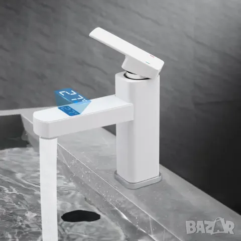 🛁✨ ЛУКСОЗЕН СМЕСИТЕЛ ЗА БАНЯ – ЧЕРНО & БЯЛО + ЦИФЕРБЛАТ ЗА ТЕМПЕРАТУРА 🔥❄️, снимка 2 - Смесители - 50161101