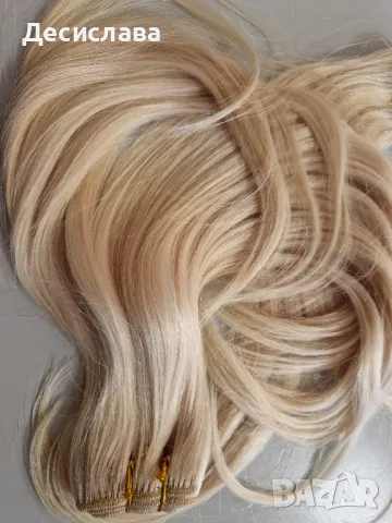 Естествена плътна коса висок клас светлоруса. Цена за 100 грама, снимка 6 - Аксесоари за коса - 48844075