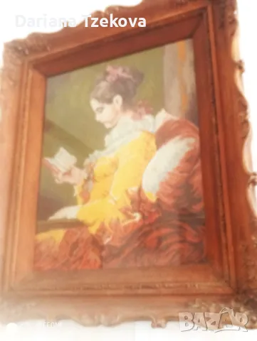 Продавам ушит гоблен "Момичето с книгата", снимка 1