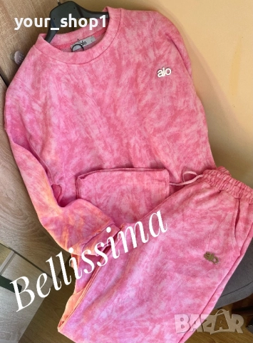 Дамски екип Alo в розово варен памук с нежни камъчета , снимка 1