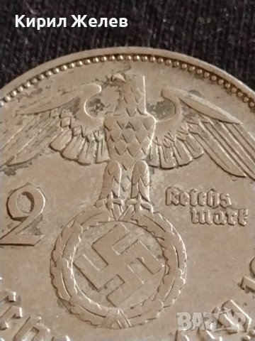 Сребърна монета 2 райхсмарки 1937г. Нацистка Германия Трети Райх с СХВАСТИКА за КОЛЕКЦИЯ 42072, снимка 6 - Нумизматика и бонистика - 43798796