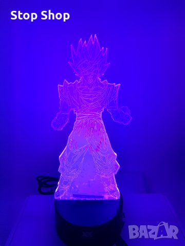 Dragon Ball Super Saiyan God Goku Екшън фигурки 3D настолна лампа 7 променящи цвета нощна лампа, снимка 7 - Настолни лампи - 40412279