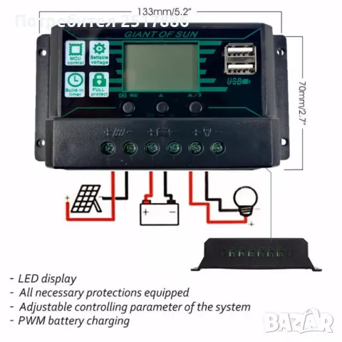 Соларен контролер 100А, снимка 5 - Друга електроника - 48047076