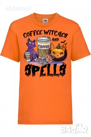 Детска тениска Coffee Witches And Spells,Halloween,Хелоуин,Празник,Забавление,Изненада,Обичаи,, снимка 6 - Детски тениски и потници - 38156169