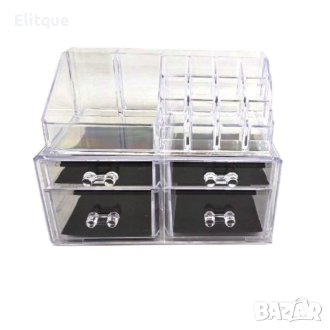 Функционален прозрачен органайзер за гримове в две части, снимка 3 - Други стоки за дома - 52895035