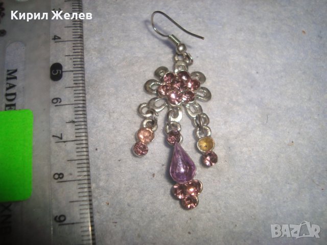 КРАСИВА ФЛОРАЛНА ПОСРЕБРЕНА РЕТРО ВИНТИДЖ КРИСТАЛНА ОБЕЦА от БЛАГОРОДНА СТОМАНА АРТ ВИСУЛКА 31627, снимка 4 - Обеци - 38056320