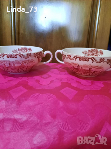 Купичка с две дръжки за супа от английски костен порцелан - розовата гама. Вмест. - 400мл. , снимка 3 - Чинии - 36411154