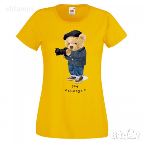 Дамска тениска bear Say Cheese Мече,Меченце,Животно, Играчка,Изненада,Подарък,Повод,, снимка 10 - Тениски - 37291963