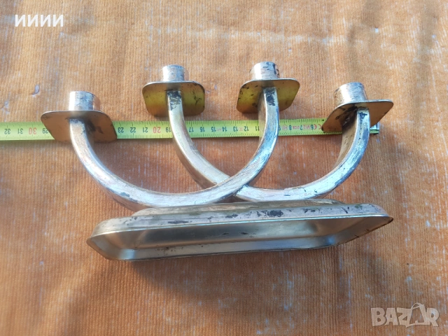 Посребрен свещник четворка, снимка 4 - Антикварни и старинни предмети - 53273293