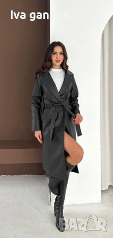 Дълго кожено палто 