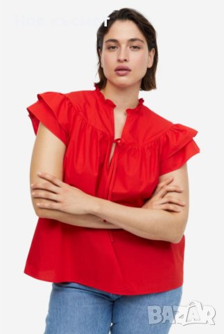 Червена блуза H&M с широки ръкави, нова