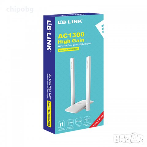 Безжичен мрежов адаптер LB-LINK BL-WDN1300A, 1300Mbps, 2.4/5Ghz, 2 x 6dBi, Бял, снимка 2 - Кабели и адаптери - 37452906