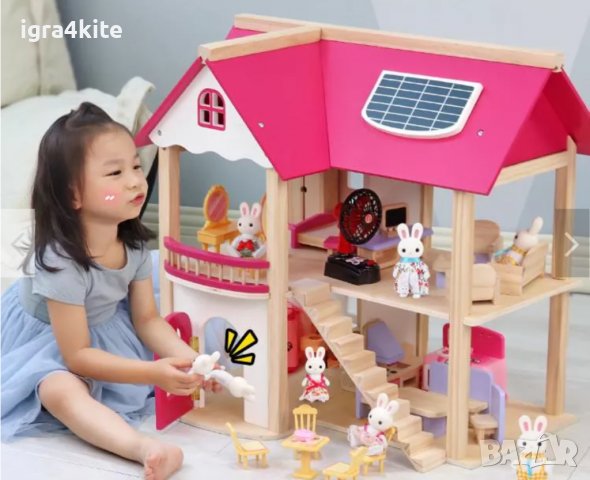 Намалена цена ! Нов модел дървена къща с обзавеждане за деца / игра и симулации . дървени игри, снимка 4 - Кукли - 38595737