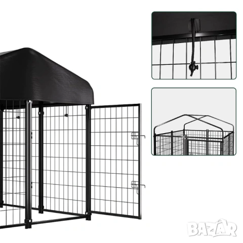 Голяма дворна клетка за куче с покрив / Метално заграждение за куче, снимка 3 - За кучета - 53062251