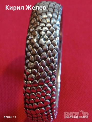 Дизайнерска сребърна гривна Giovanni Raspini Змийска кожа майсторска ръчна изработка 52448, снимка 3 - Гривни - 53005731