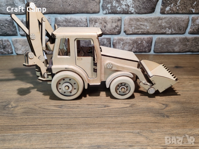 Дървен модел на Багер – Craft Camp, снимка 3 - Коли, камиони, мотори, писти - 52737058