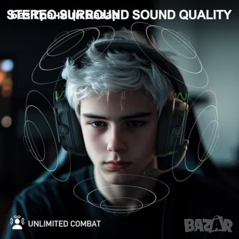 Нови Skapendy VK81 – професионални безжични слушалки за игри – мощен звук, снимка 6 - Слушалки и портативни колонки - 48890755