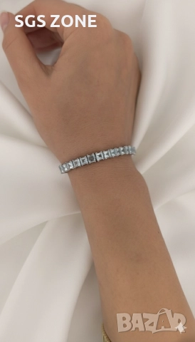 Сребърна гривна с естествен топаз, шлифован топаз, снимка 5 - Гривни - 52599859