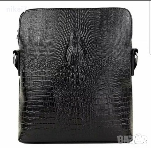 мъжка чанта бизнес от естествена кожа + заден джоб с цип 26/24/5, снимка 2 - Чанти - 28035892