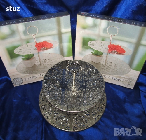 Двуетажни плата за сервиране, нови, снимка 5 - Аксесоари за кухня - 52598720