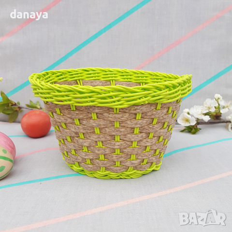 2820 PVC плетен панер за великденски яйца с цветна основа, снимка 5 - Декорация за дома - 36505544