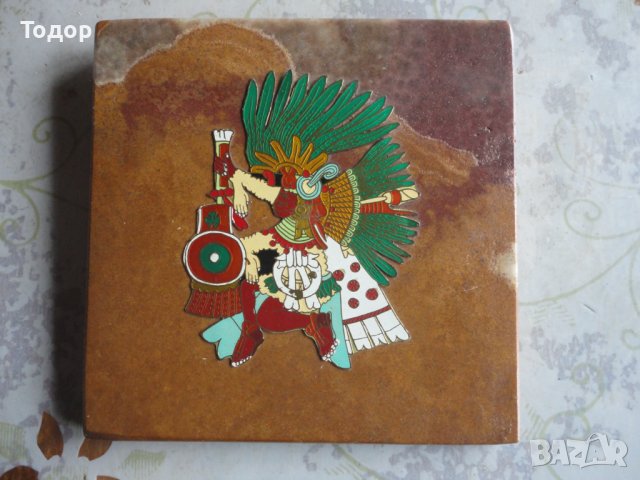 Мексиканска картина пластика бог на ацтеките сертификат, снимка 7 - Картини - 42991279