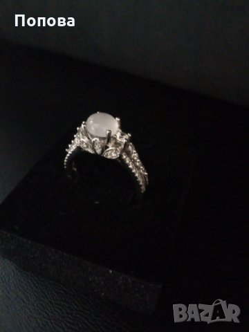 Лукс сребърен пръстен с розов кварц и циркони-3, снимка 2 - Пръстени - 28995124