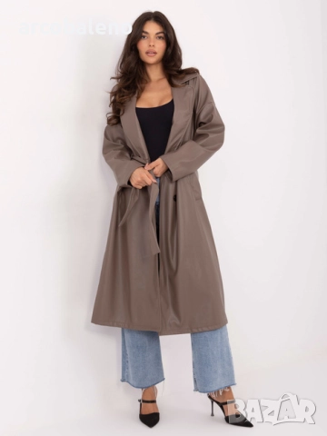 Дамско двуредно закопчаващо се палто Fango от еко кожа, 4цвята , снимка 14 - Палта, манта - 51813614