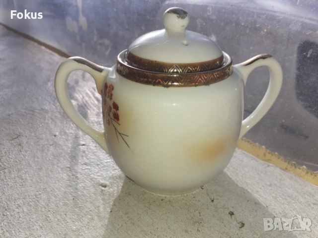 Захарница порцелан Kutani Япония, снимка 2 - Антикварни и старинни предмети - 53353983