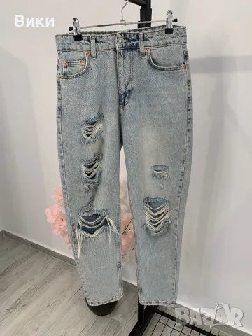 Дънки МОМ с висока талия, снимка 6 - Дънки - 49386283