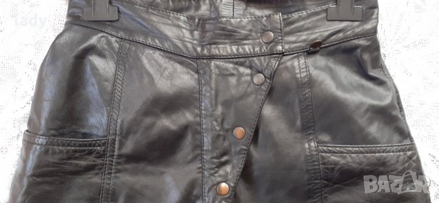 Дамски рокерски панталон от естествена кожа с подплата. Страхотна кройка., снимка 2 - Панталони - 33616057