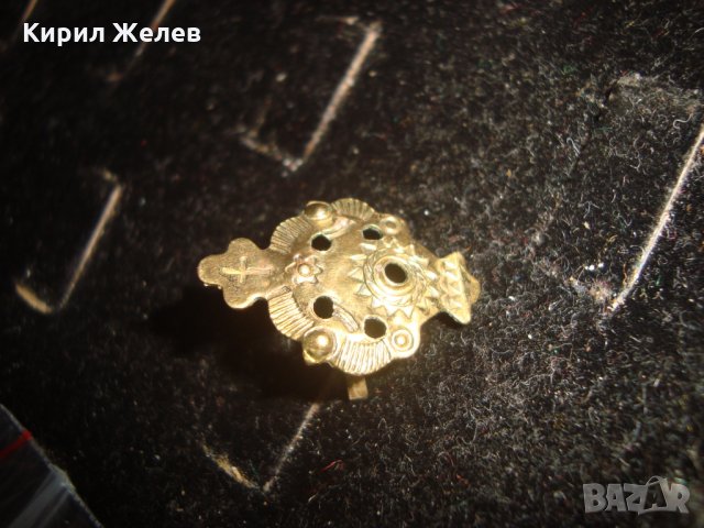 РЯДКА СТАРИННА ПОЗЛАТЕНА КОКАРДА ЗНАЧКА с КРЪСТЧЕ МНОГО ИНТЕРЕСНА ОРНАМЕНТИРАНА 19389, снимка 8 - Колекции - 32241411