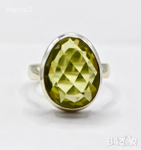 Прекрасен Сребърен 925 Пръстен с Натурален Цитрин, снимка 4 - Пръстени - 49875058