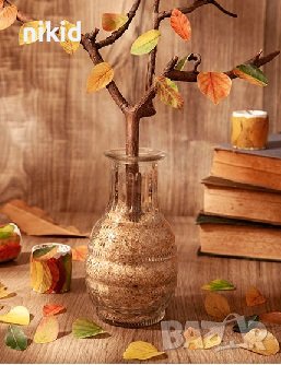 50 бр хартиени есенни листа ролка самозалепващи лепенки стикери за декорация крафт картички и др, снимка 5 - Други - 38460262