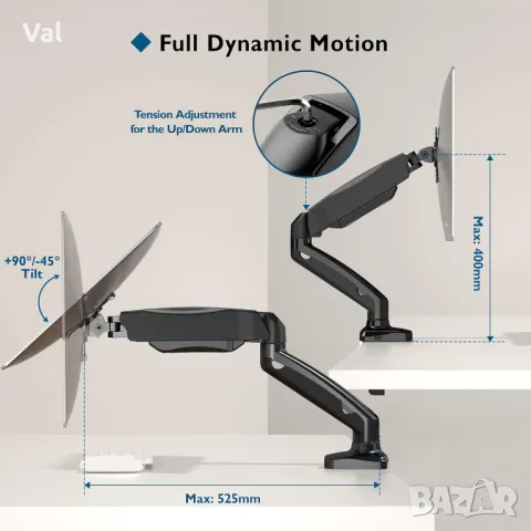 Стойка за монитор VESA Monitor Desk Mount Bontec GDM01U, снимка 6 - Други - 49771064