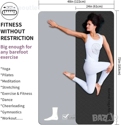 ПРОМОЦИЯ Универсална постелка за упражнения CAMBIVO CCSF6401BKEU (YOGA MAT 6MM), снимка 2 - Йога - 50863088