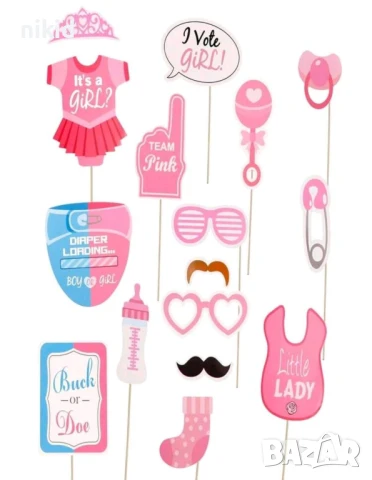 30 Аксесоари разпознаване разкриване пола бебето момиче момче Boy or Girl gender party парти props, снимка 2 - Други - 51057672