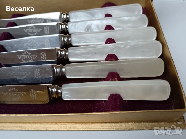 Sheffield, ножчета за плодове, седефени дръжки, оригинала кутия , снимка 6 - Прибори за хранене, готвене и сервиране - 52425173
