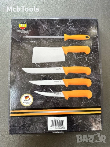 Комплект професионални немски месарски ножове 3 броя със сатър и масат, снимка 6 - Други инструменти - 52858084