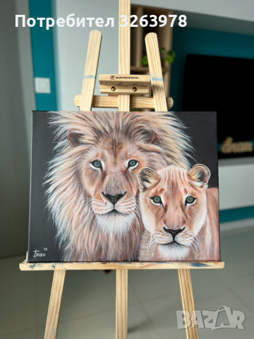 Картина "Лъвска двойка" Лъв, снимка 2 - Картини - 44859309
