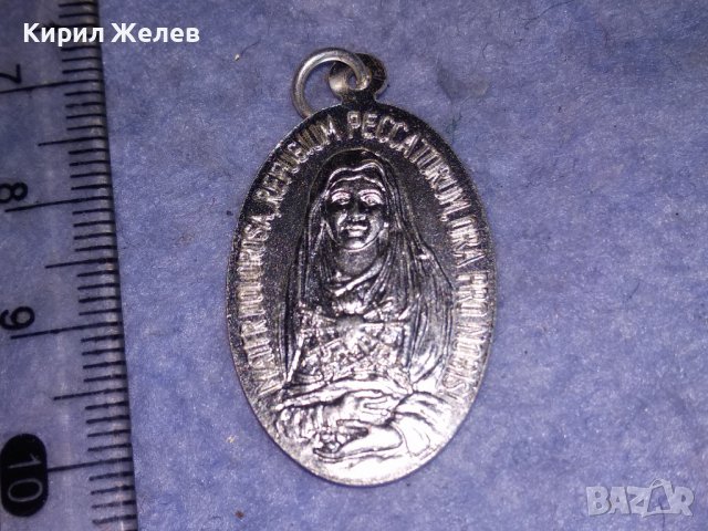 ПОСРЕБРЕНА ДВУСТРАННА РЯДКА КАТОЛИЧЕСКА ИКОНКА РЕЛИГИОЗЕН МЕДАЛЬОН 31288, снимка 4 - Антикварни и старинни предмети - 39856815