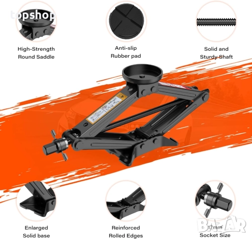 Крик IMAYCC 2.5 тона / 5512 фунта Универсален ножичен крик с гумена подложка, преносим комплект ..., снимка 6 - Аксесоари и консумативи - 51701082
